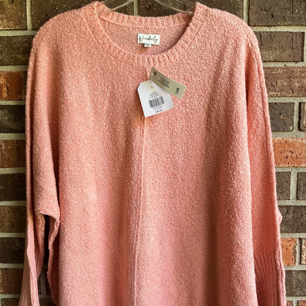 belk Plush Crewneck Sweater in Soft Peach